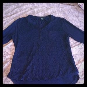 Blue half sleeve blouse with lacey design!